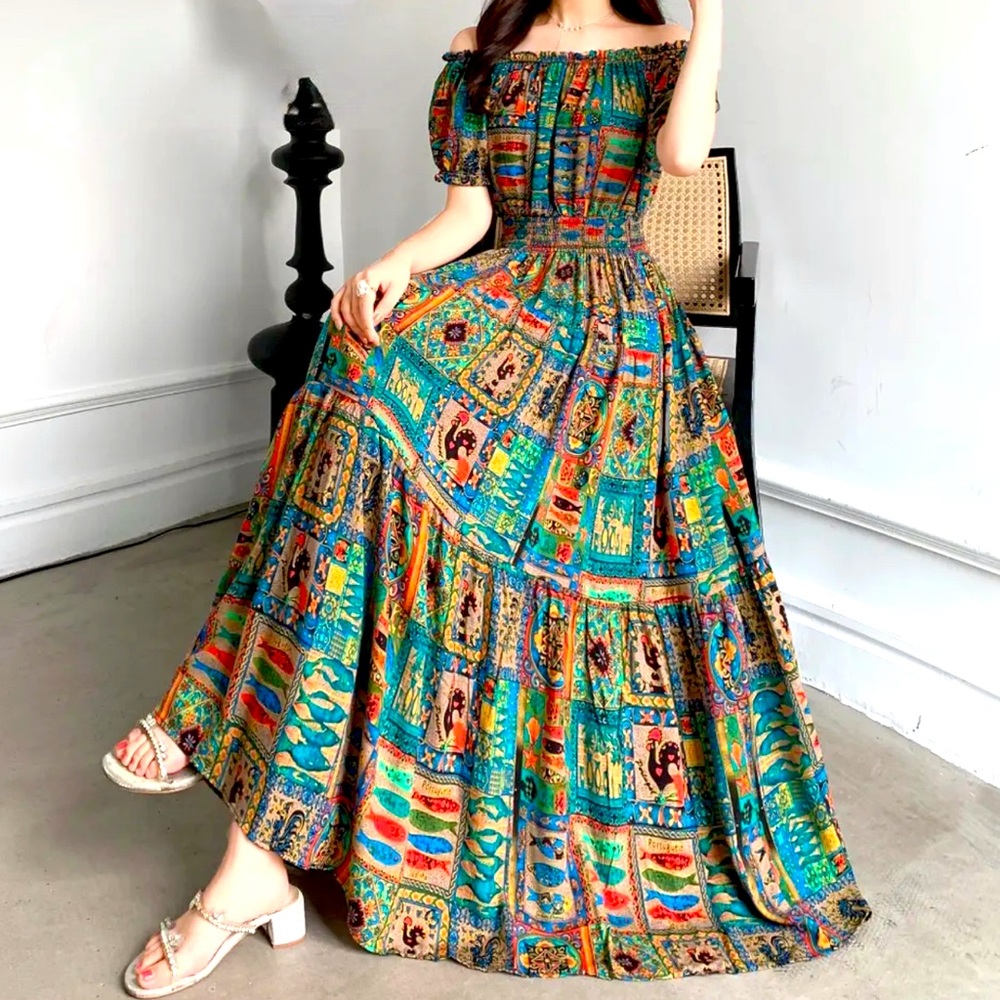 🌹Korean Maxi Floral flare dress🌺